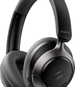 havit Hybrid ANC Wireless Headphones, Over Ear Bluetooth Headphones with Hi-Res Audio, Spatial Sound, 80H Battery, 5-Mic ENC Calls, Metal-Accent Foldable Design